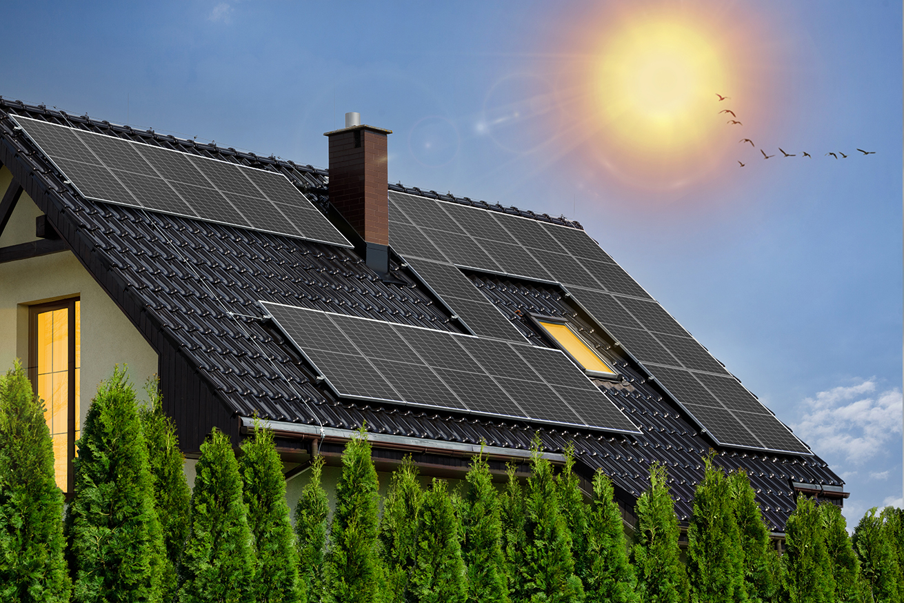 Photovoltaikanlage die Strom durch die Sonne produziert
