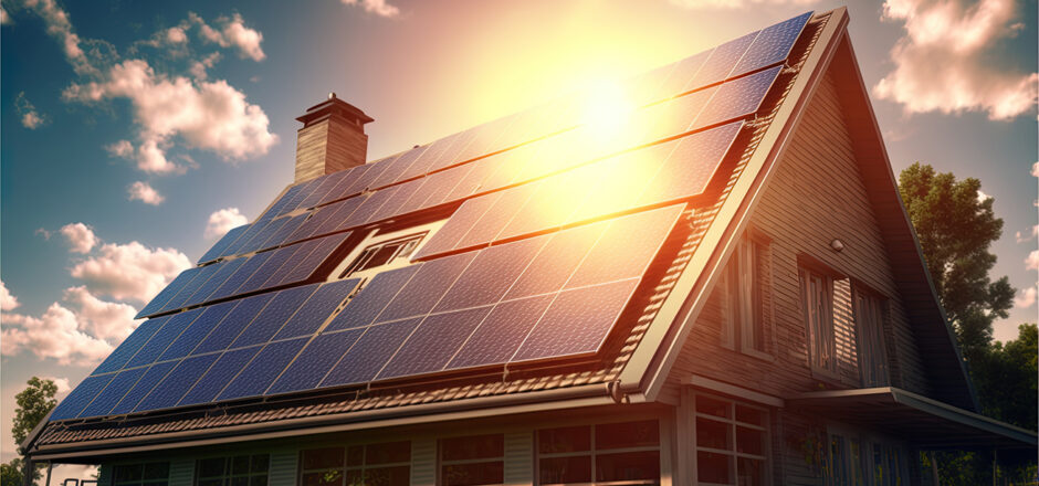 Installierte Photovoltaikanlage auf einem Einfamilienhaus