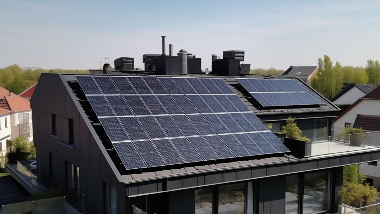 Full-Black Module auf einem Hausdach